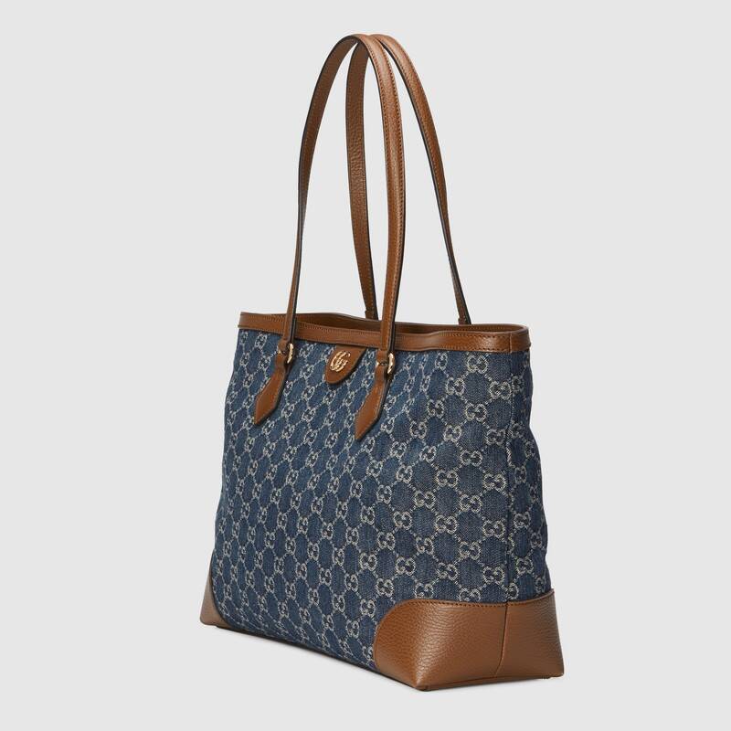 Ophidia GG medium tote Dark blue and ivory