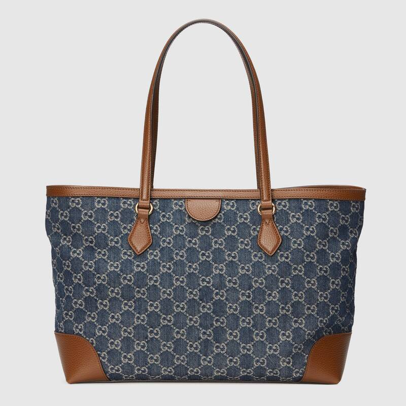 Ophidia GG medium tote Dark blue and ivory