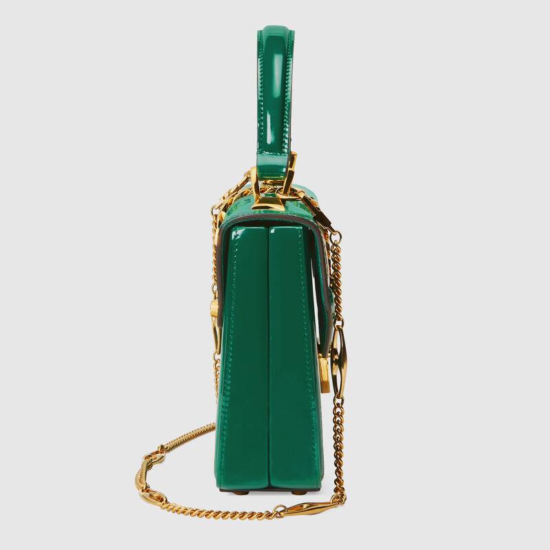 Sylvie 1969 patent leather mini top handle bag Emerald green patent leather