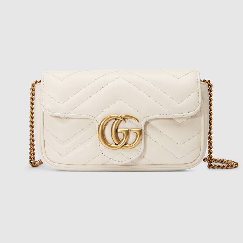 GG Marmont matelassé leather super mini bag White chevron Leather