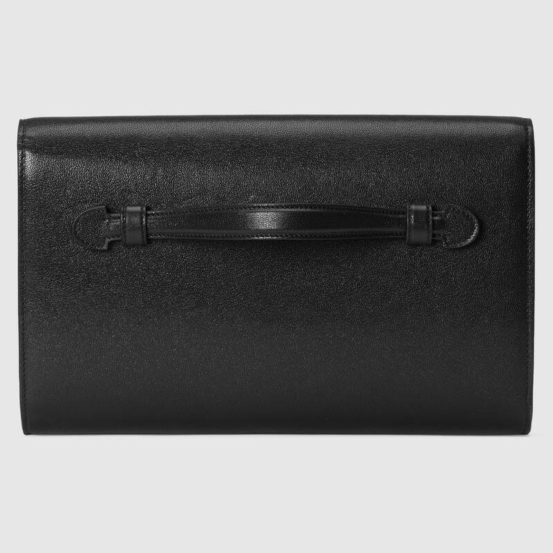 Clutch with Double G Black leather