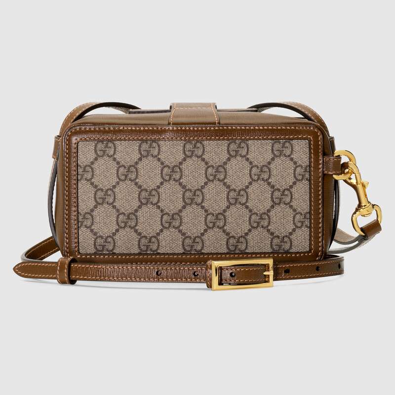 GG mini bag with clasp closure Brown leather