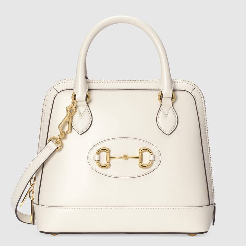 Gucci Horsebit 1955 Small Top Handle Bag White Leather