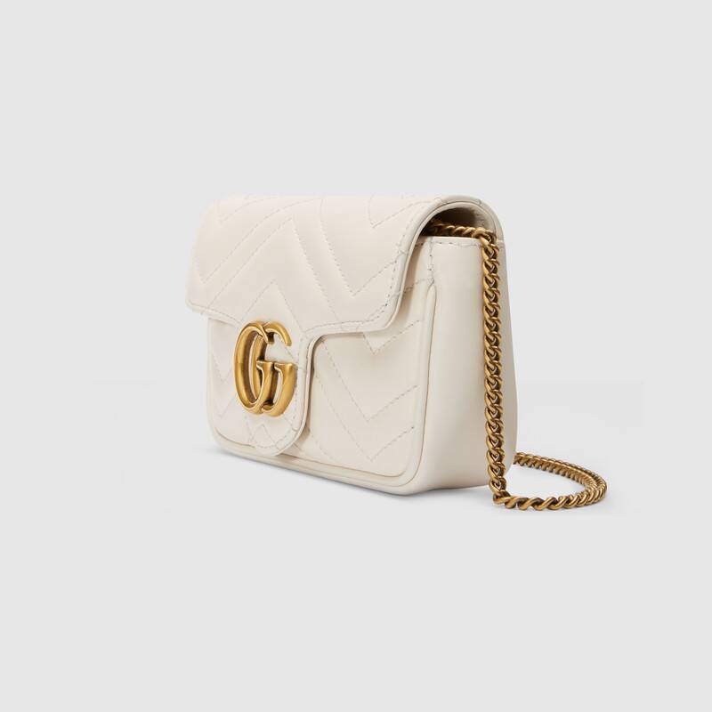 GG Marmont matelassé super mini bag White Leather