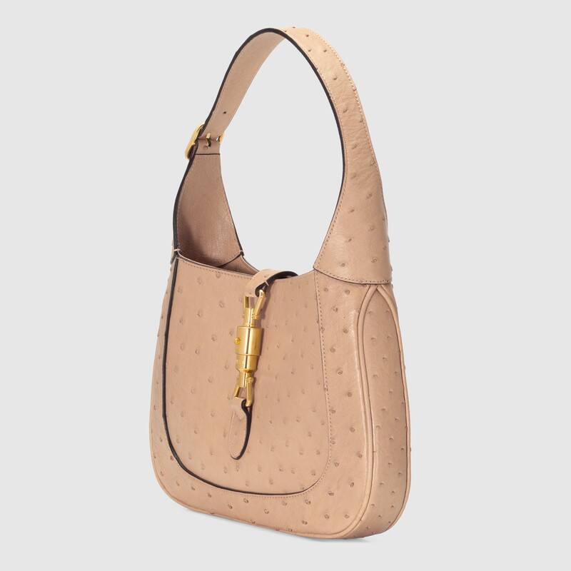 Jackie 1961 Ostrich Small Shoulder Bag Tan Ostrich Leather