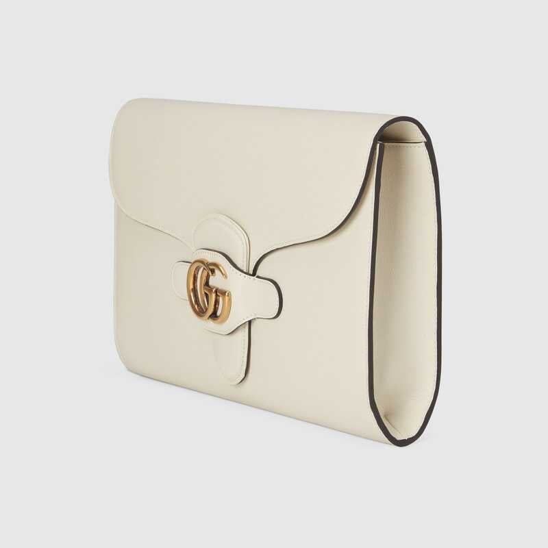 Clutch with Double G White leather