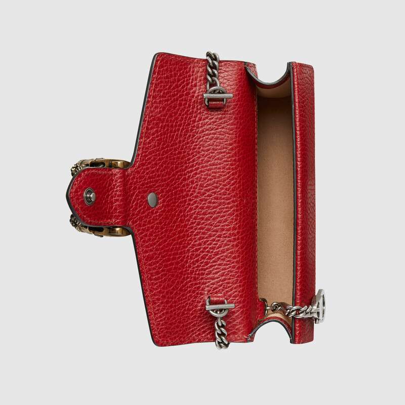 Dionysus leather super mini bag Hibiscus Red Leather