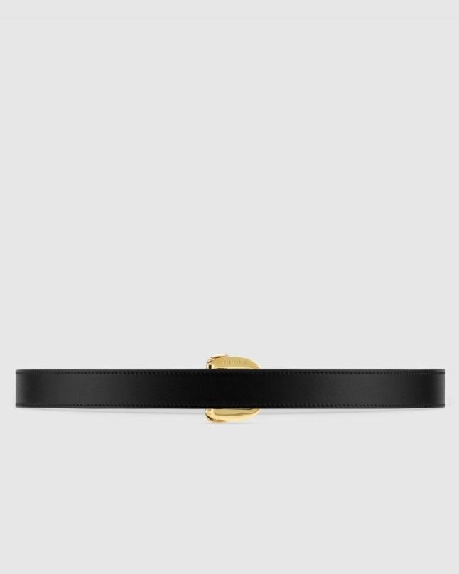 Gucci Thin Belt With Horsebit Buckle, Black