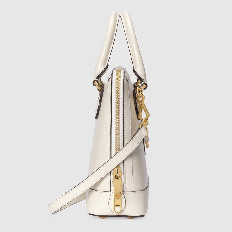 Gucci Horsebit 1955 Small Top Handle Bag White Leather