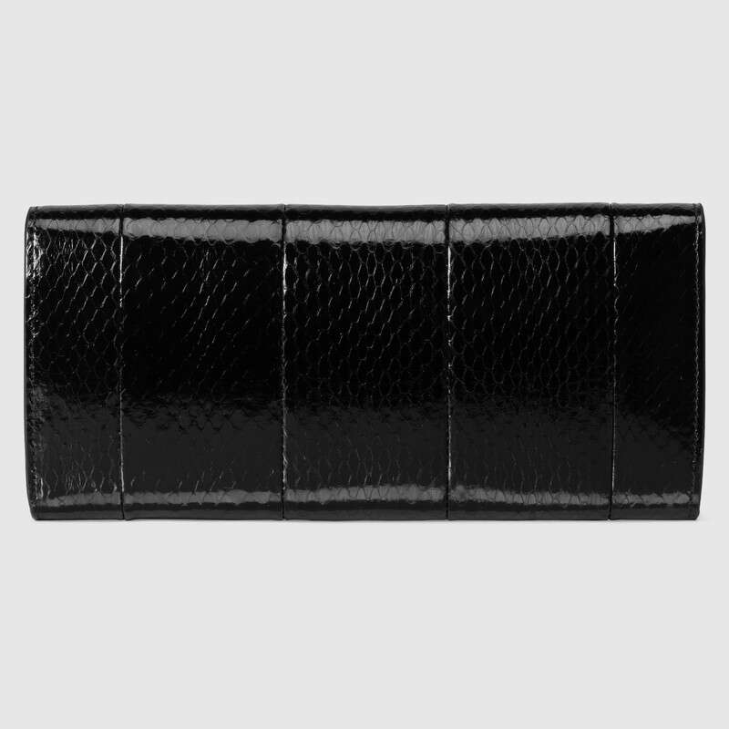 Broadway snakeskin clutch with Double G Black snakeskin