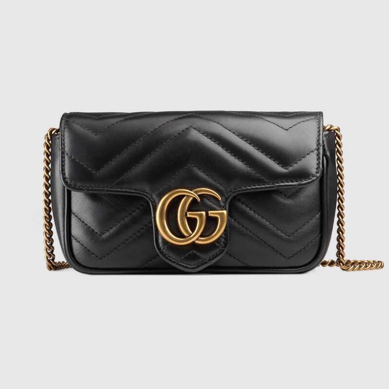 GG Marmont matelassé leather super mini bag Black leather