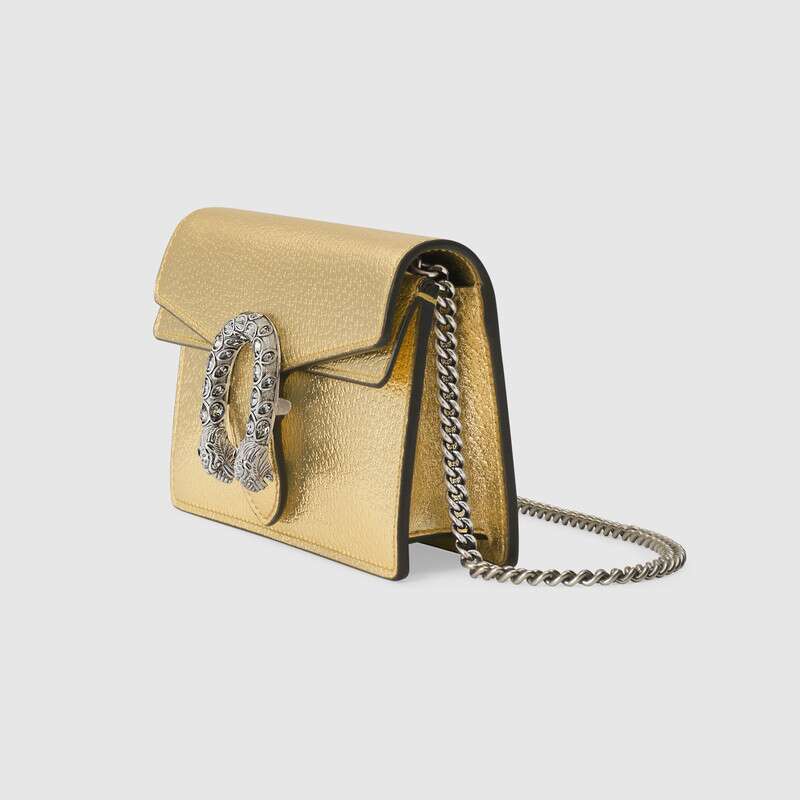 Dionysus super mini bag Gold lamé leather