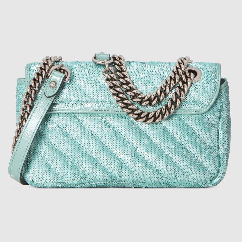 GG Marmont mini sequin shoulder bag Pastel green Leather