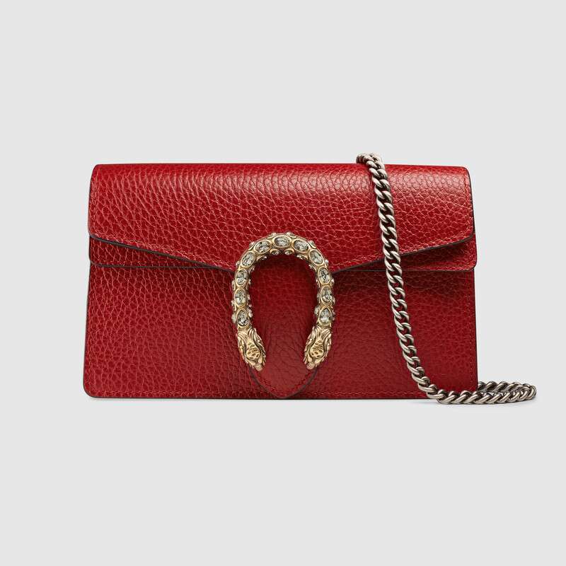 Dionysus leather super mini bag Hibiscus Red Leather